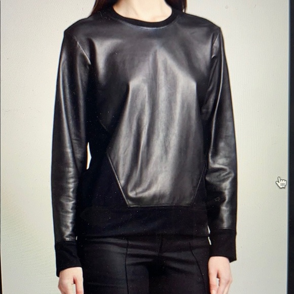 Helmut Lang Lamb Leather and Wool Sweatshirt - Picture 10 of 10